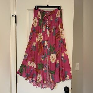 Rachel Zoe Pink A-Line Resort Hi-Lo Midi Skirt